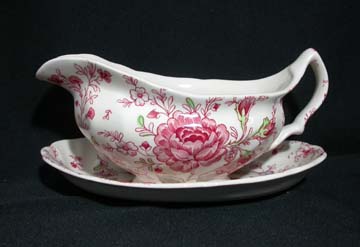 Johnson Brothers Rose Chintz - Pink Gravy Boat & Underplate