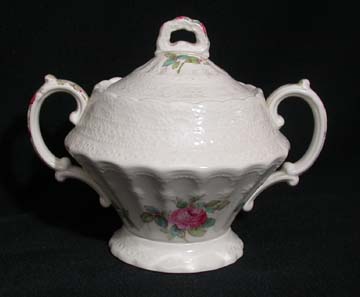 Spode Billingsley Rose Sugar Bowl & Lid - Large - Black