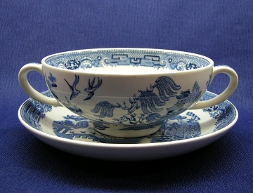 Wedgwood Willow Cream Soup & Saucer Set - Footed