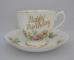 Royal Albert Moss Rose Cup & Saucer - Happy Birthday